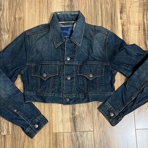 Levi's Women's Dark Blue Cropped Jean Jacket Sz S